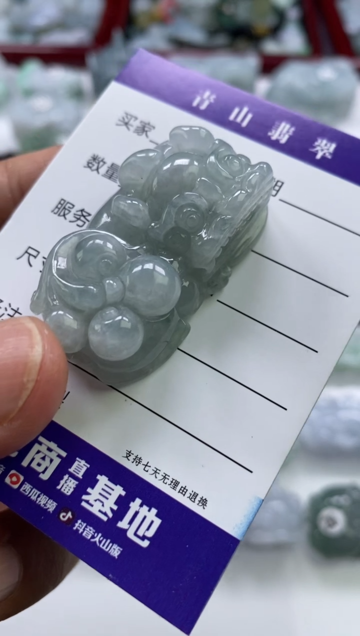 翡翠未镶嵌颈饰多人霸王貔貅