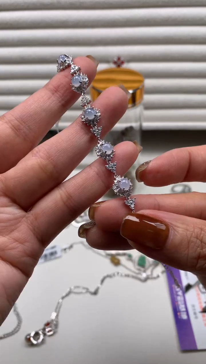 银S925镶嵌戒指翡翠手链