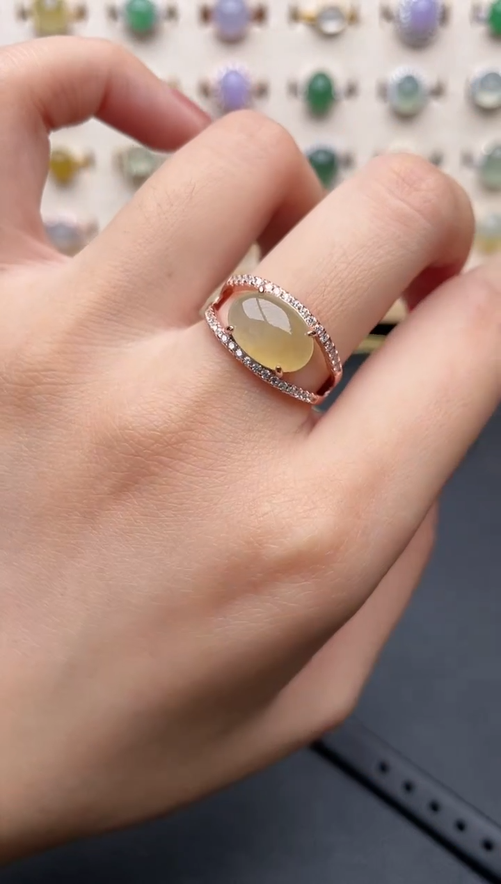 【闪购商品】翡翠戒指银S925镶嵌一物一证一礼盒