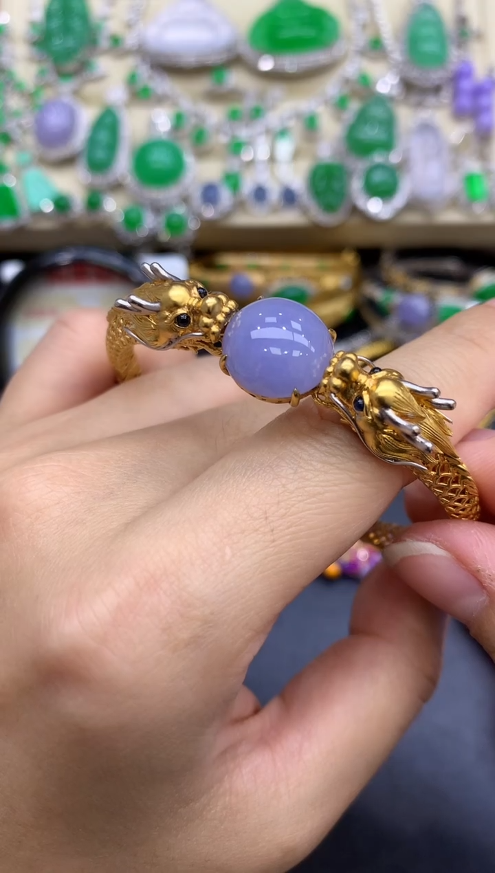 18K金镶嵌手镯翡翠377-中国好珍宝