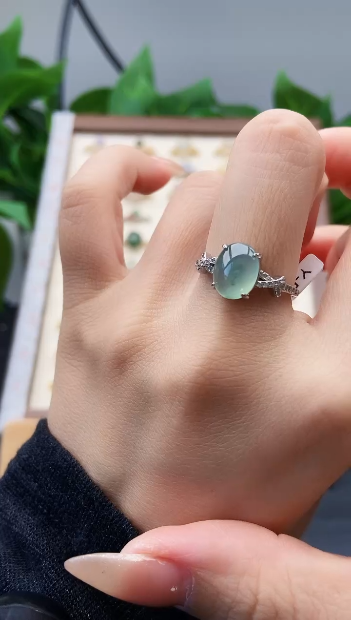 银S925镶嵌戒指翡翠12