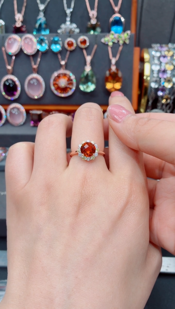 银S925镶嵌戒指黄晶黄晶戒指