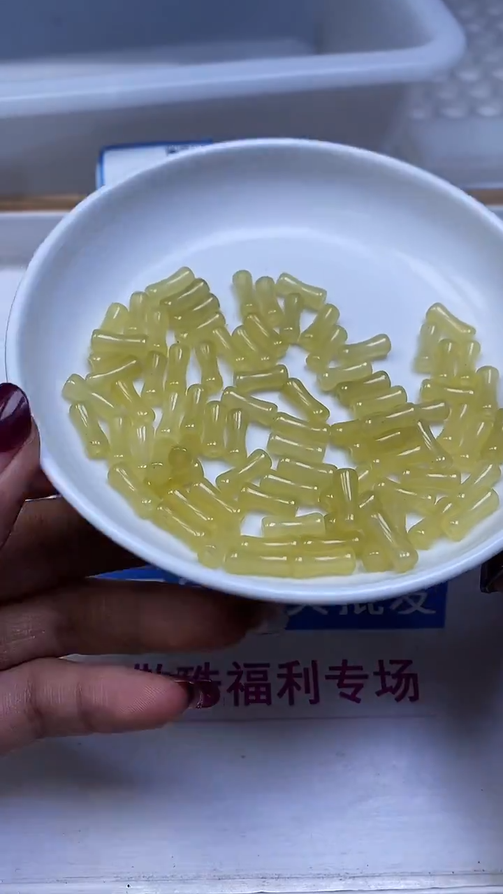 未镶嵌散珠石英质玉E779 冰糖雪梨黄竹节12*5mm10颗9.9元