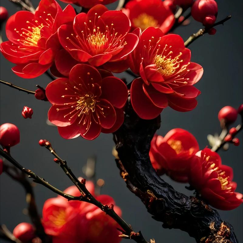 精品梅花红须朱砂绿梅骨里红盆栽地栽