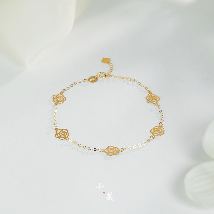 18K金五花山茶花手链 G90152