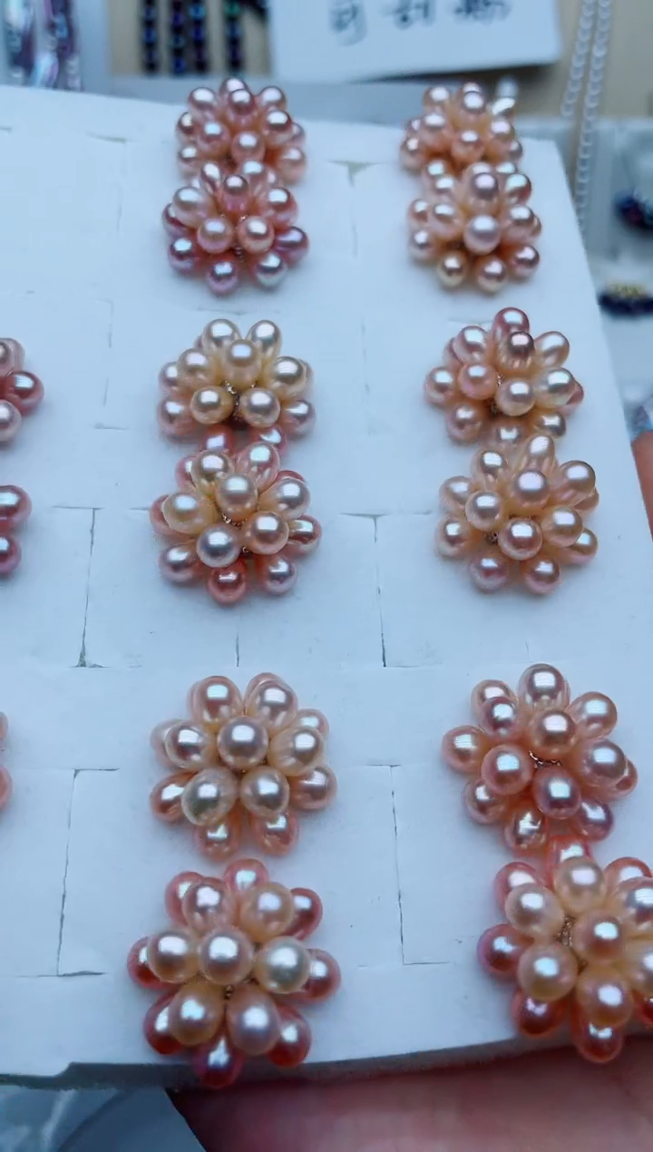 银S925镶嵌淡水珍珠耳饰耳钉多样性发其一