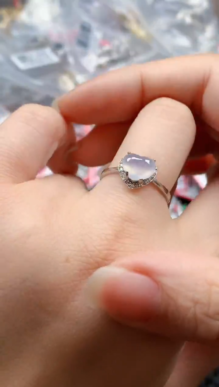 银S925镶嵌戒指翡翠天然A货缅甸翡翠