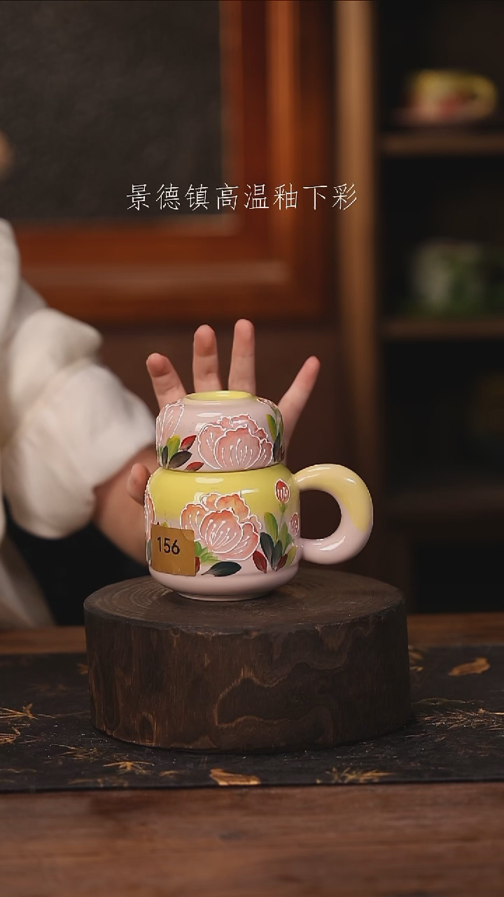 陶瓷景德镇高温釉下手绘陶瓷@L156@