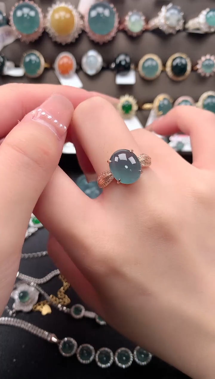 【闪购商品】翡翠戒指银S925镶嵌52141