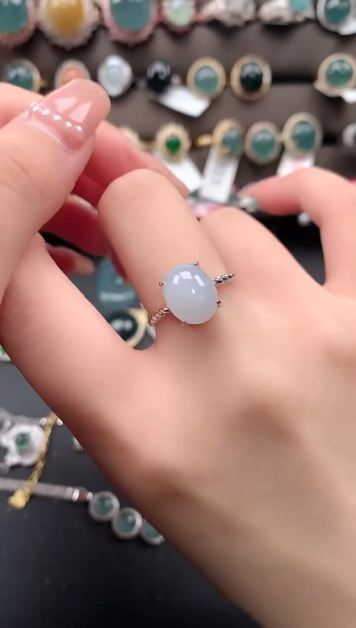【闪购商品】翡翠戒指银S925镶嵌452114