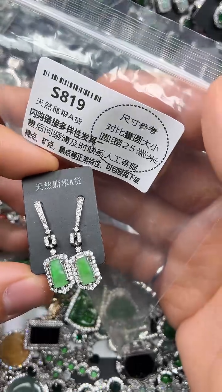 颈饰未镶嵌翡翠S819耳钉