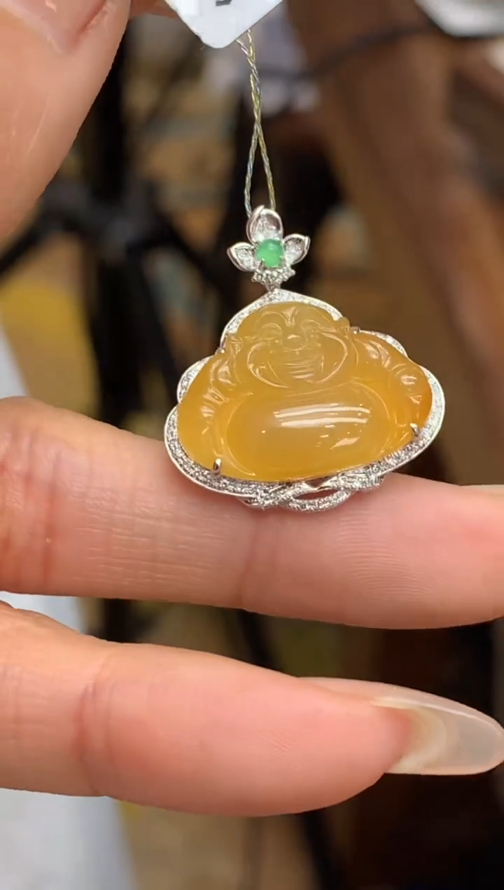 【闪购商品】翡翠颈饰18K金镶嵌佛公