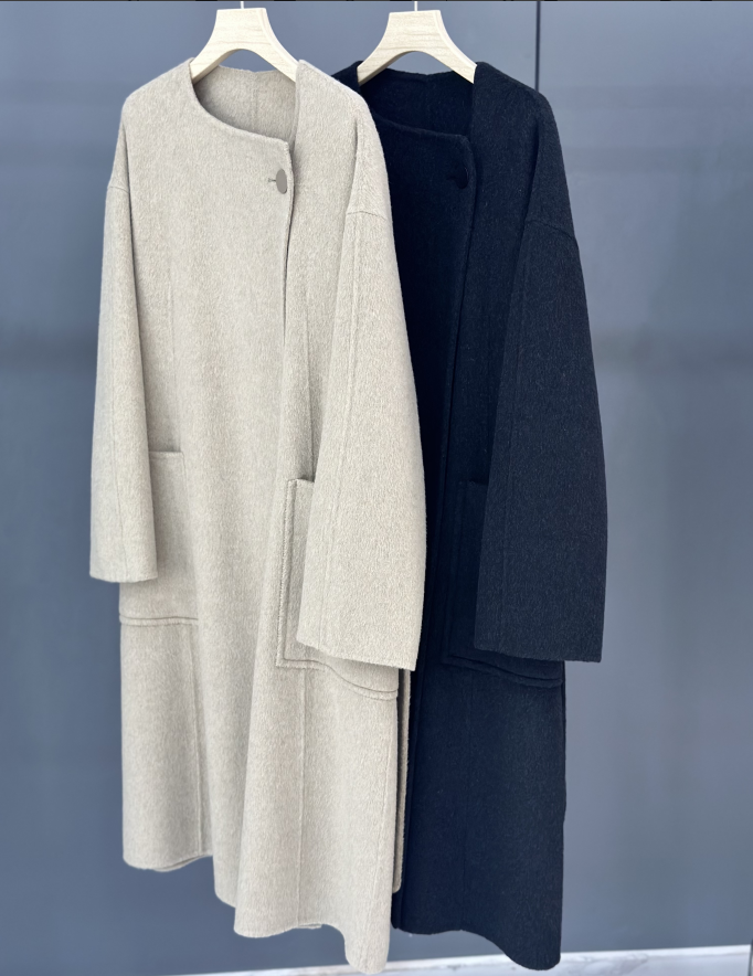 HC0010高端时尚气质韩版正肩中长款秋冬气质修身大衣