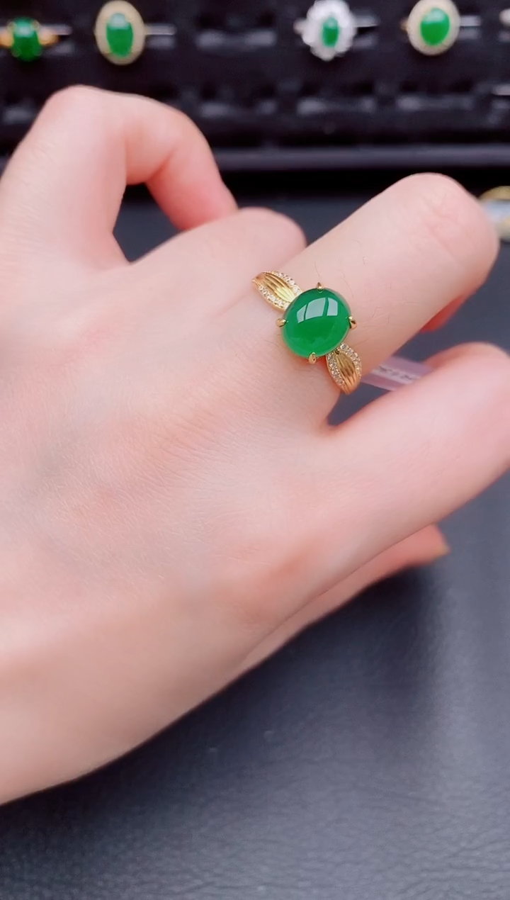 【闪购商品】翡翠戒指银S925镶嵌天然a货翡翠151