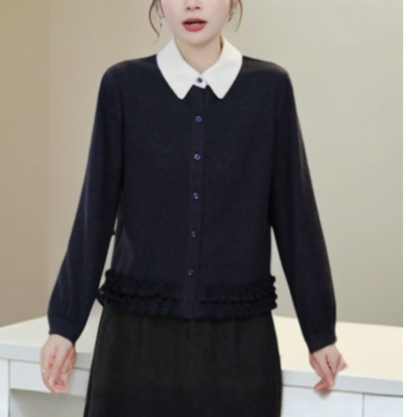 2025冬季设计感木耳边气质百搭加厚女士澳绒小衫
