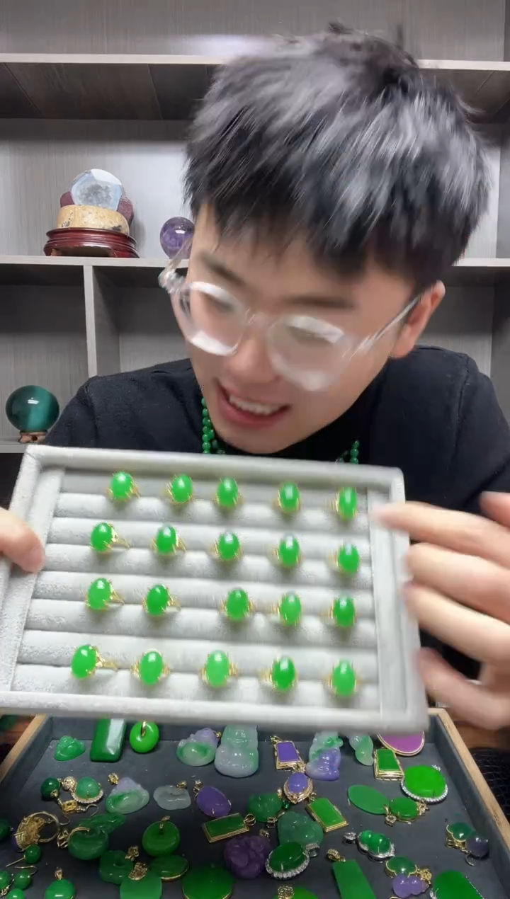 【闪购商品】翡翠戒指14K金镶嵌戒指