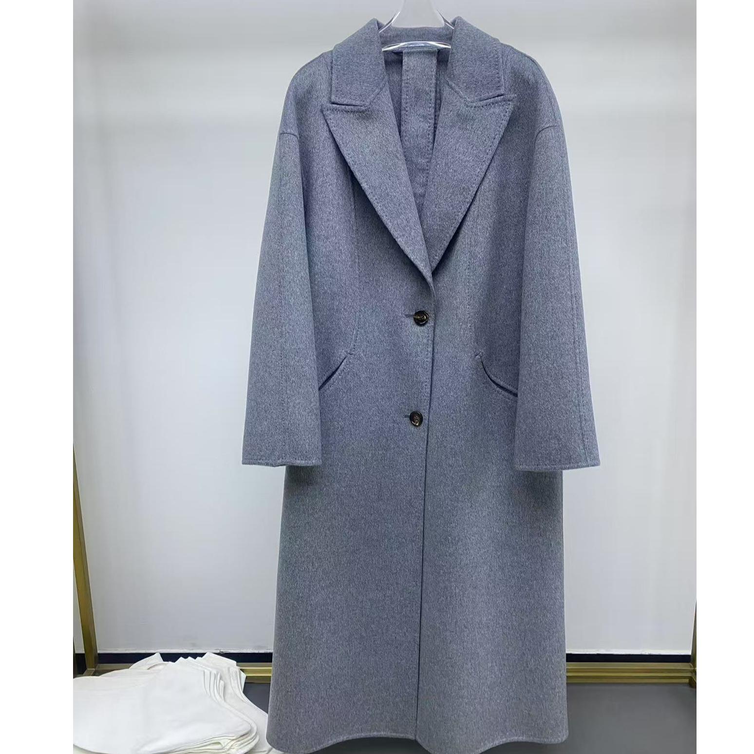 双面呢大衣100羊绒经典单排扣时尚气质宽松2025年新款