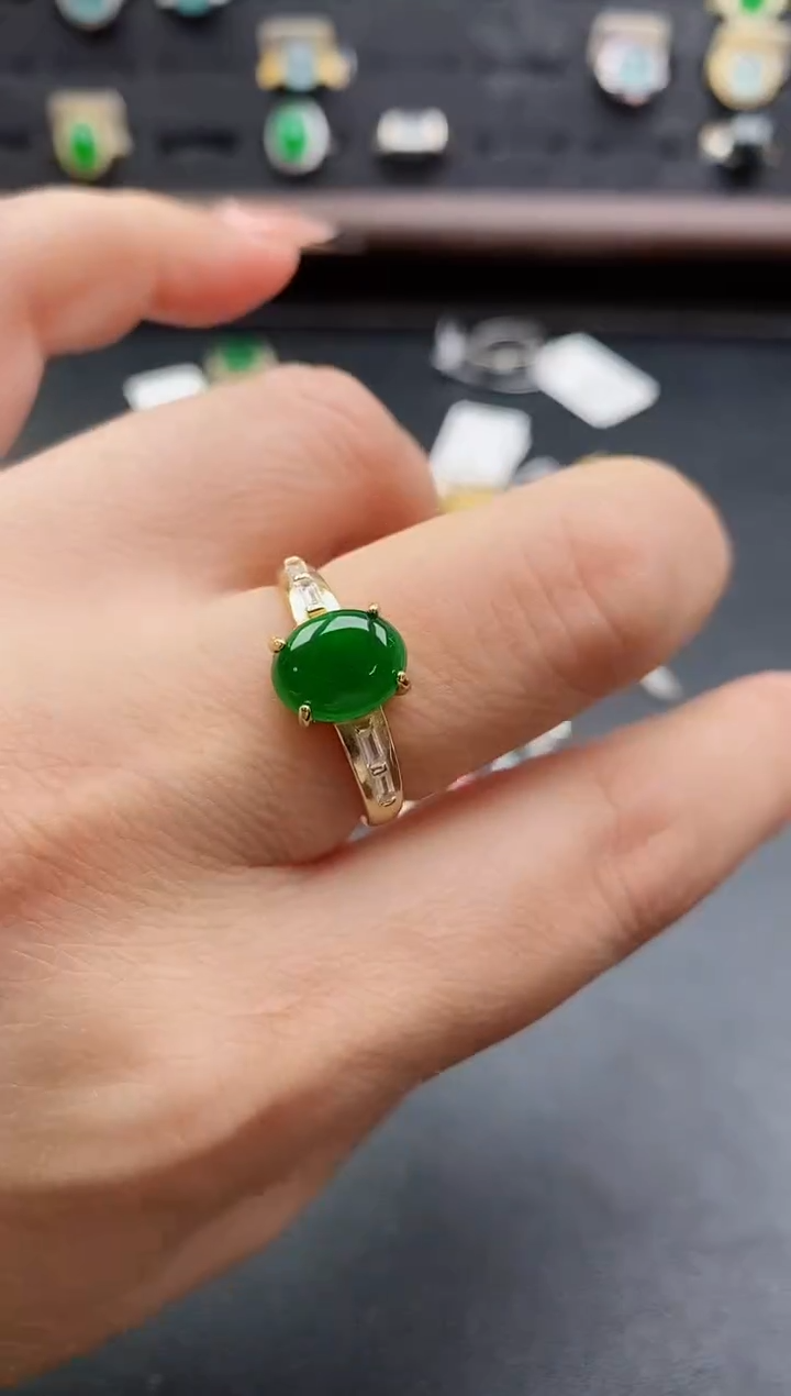 银S925镶嵌戒指翡翠1