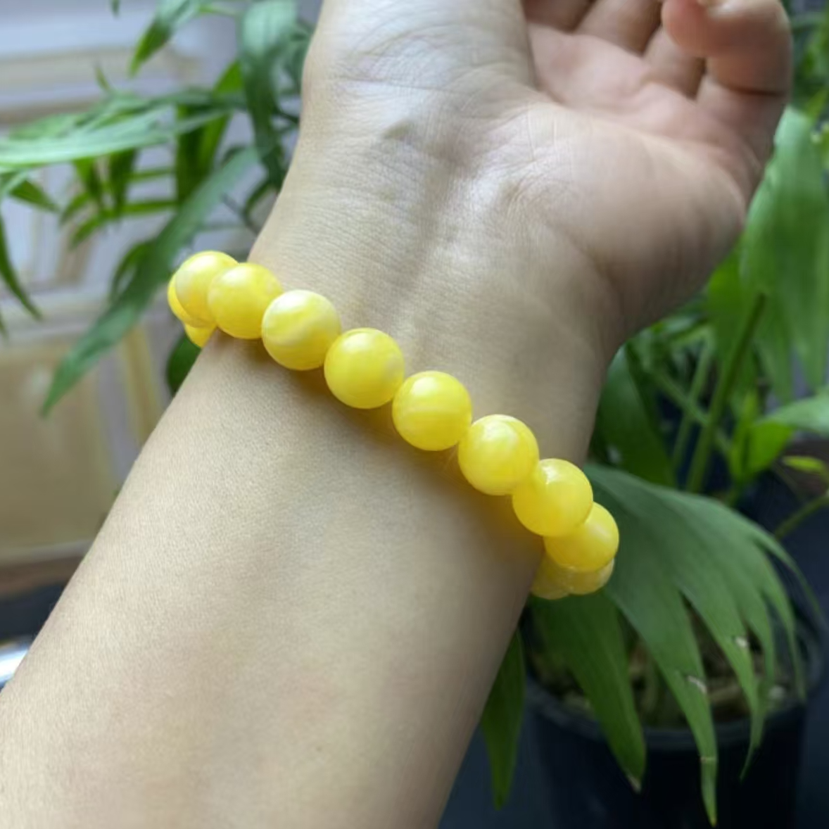 【鸡油黄满蜡10mm】机油黄精美时尚百搭满蜡手串手链
