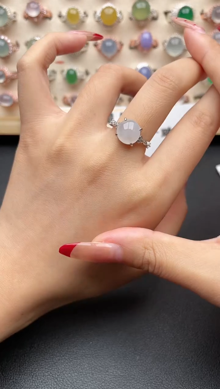 【闪购商品】翡翠戒指银S925镶嵌一物一证一礼盒