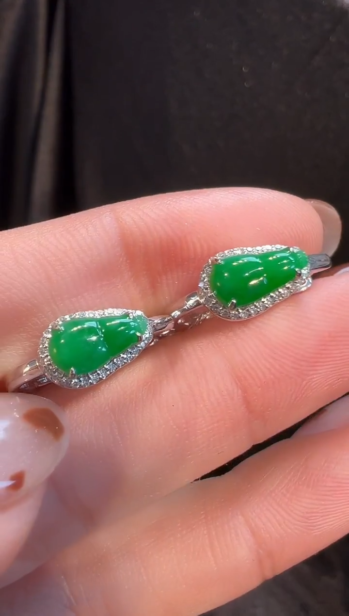 18K金镶嵌翡翠耳饰AL6