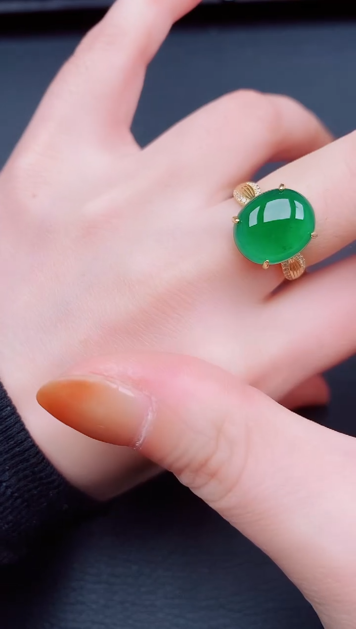 【闪购商品】翡翠戒指银S925镶嵌天然a货翡翠71