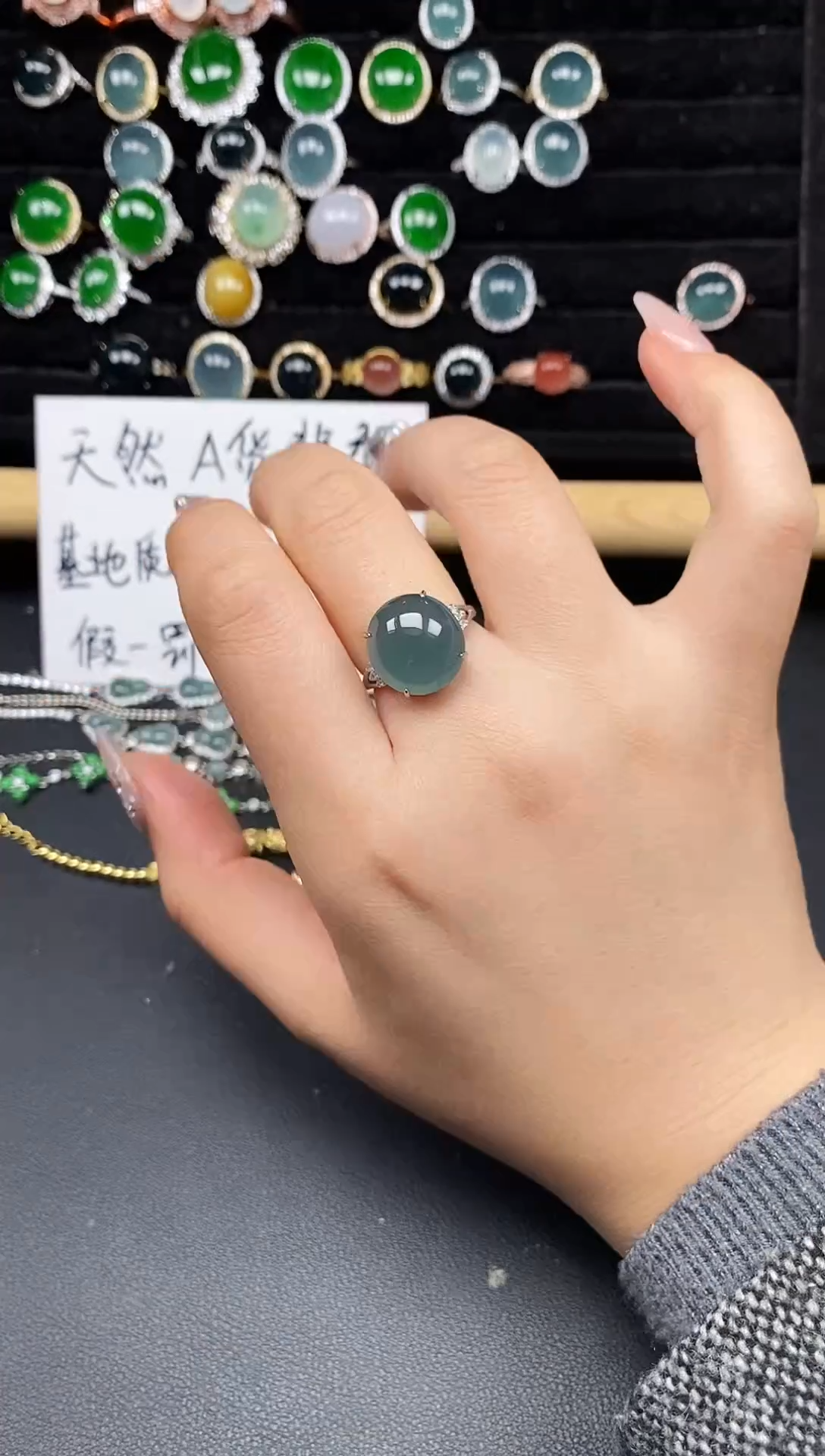 银S925镶嵌戒指翡翠37835