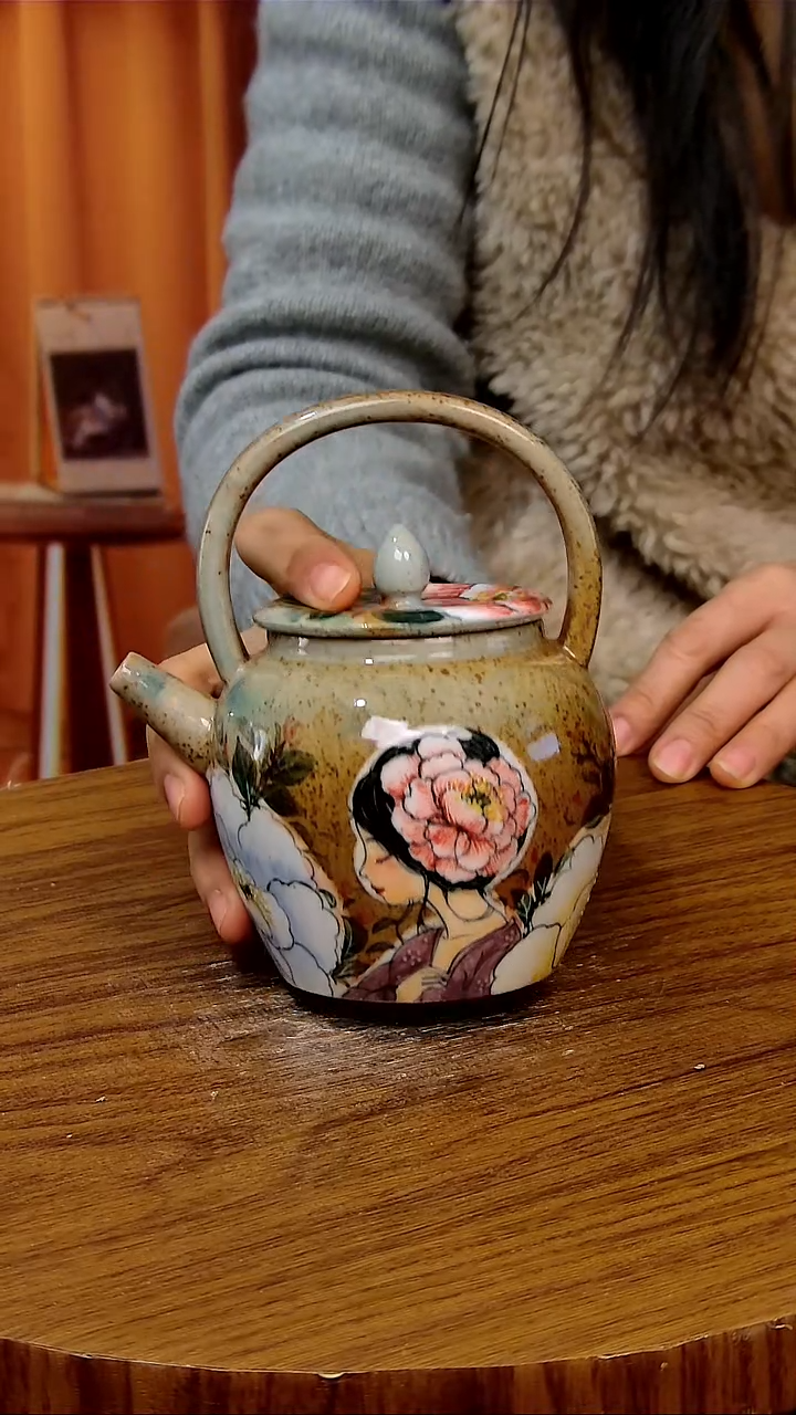 杯子陶景德镇手工手绘釉下彩陶瓷 ，微瑕