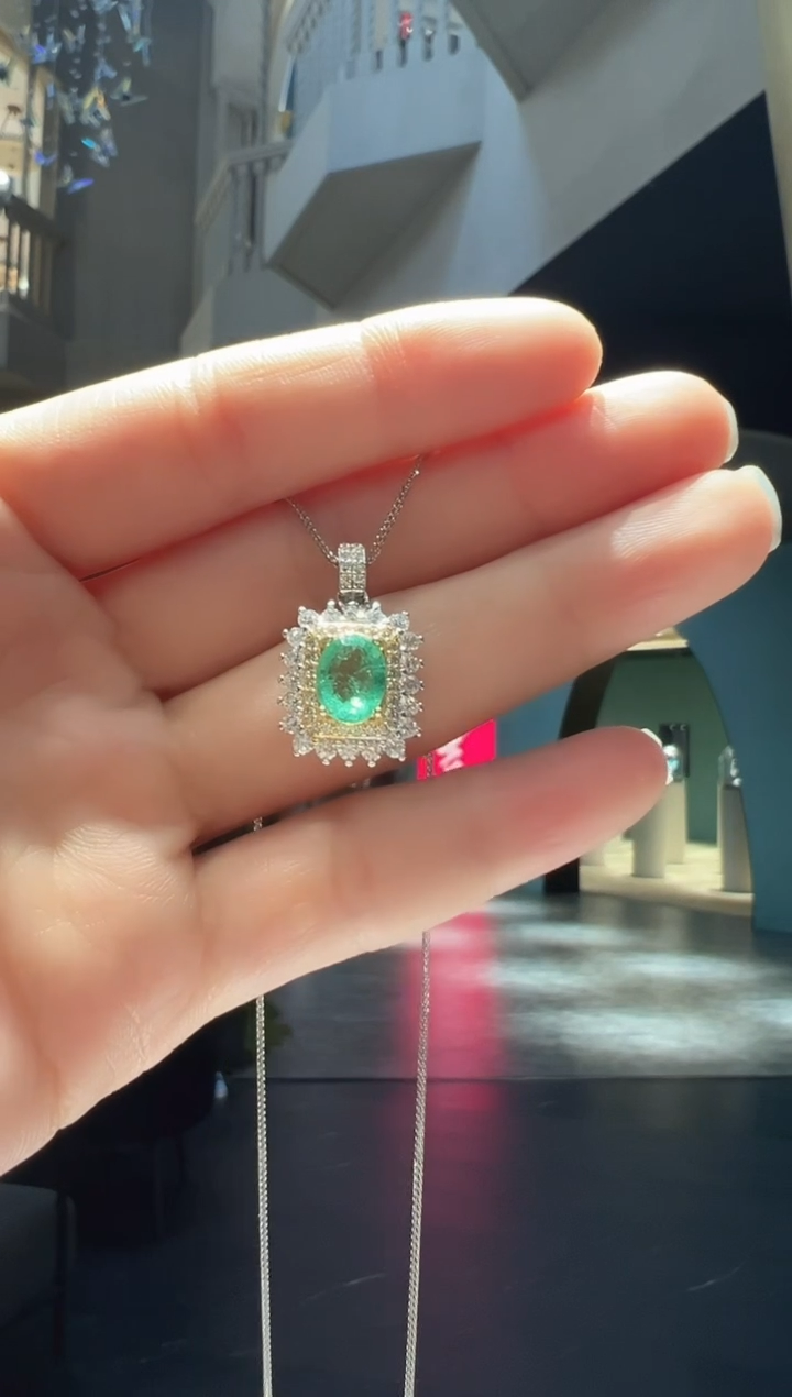 【闪购商品】祖母绿吊坠(赠链)银S925镶嵌26】