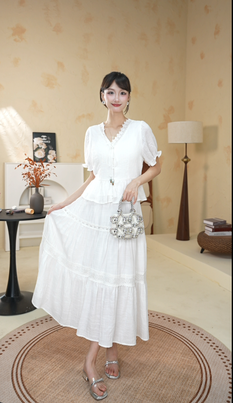 云尚美咖法式休闲风时尚连衣裙套装气质优雅英伦风工装风傣族风格