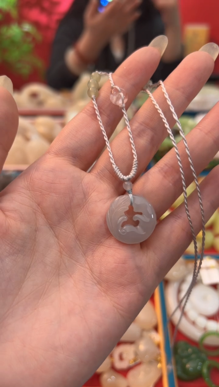 【闪购商品】和田玉吊坠未镶嵌冰烟紫凤九20mm