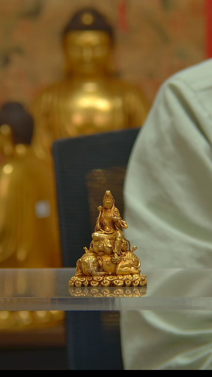 【闪购商品】紫铜鎏金普贤6公分P20424-Y