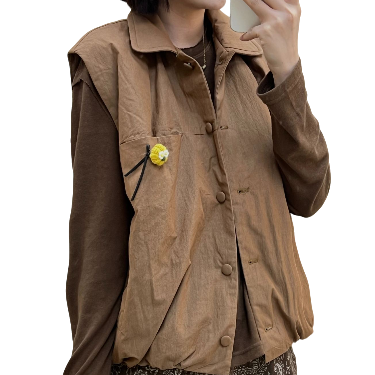 时尚气质翻领纯色马夹百搭休息女士外套-5358