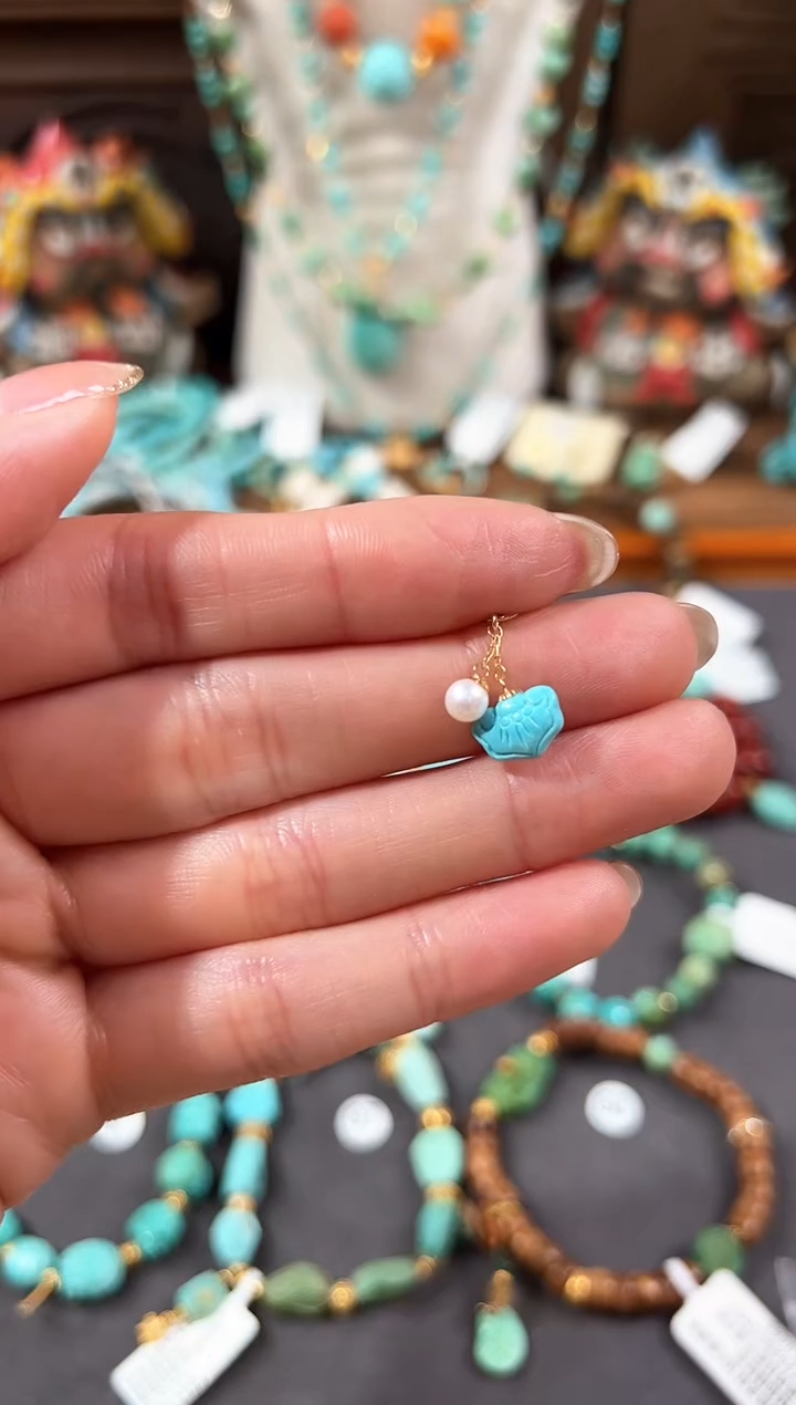 【闪购商品】绿松石提溜18K金镶嵌绿松石提溜