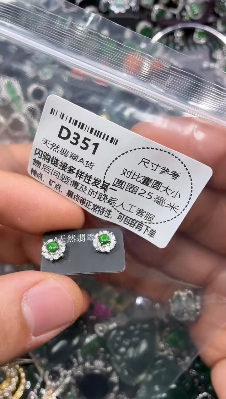 颈饰未镶嵌翡翠D351耳钉