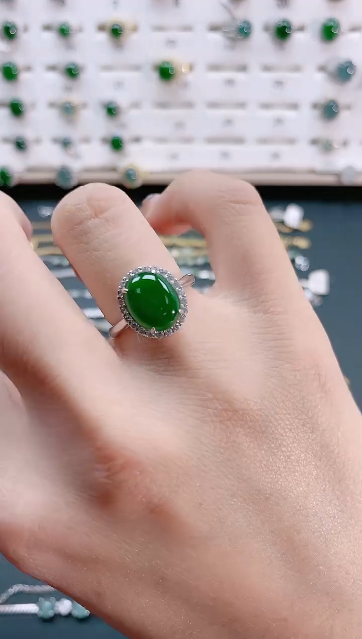 【闪购商品】翡翠戒指银S925镶嵌天然翡翠