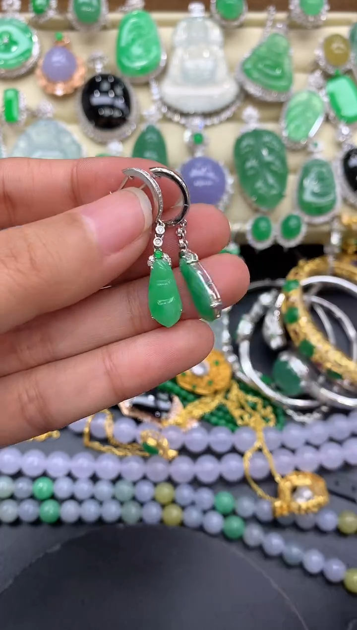 【闪购商品】翡翠耳饰18K金镶嵌289-中国好珍宝