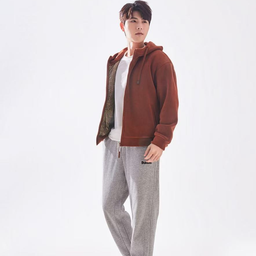 7749-男女（赤茶棕）三片石墨烯鹅绒连帽防风外套