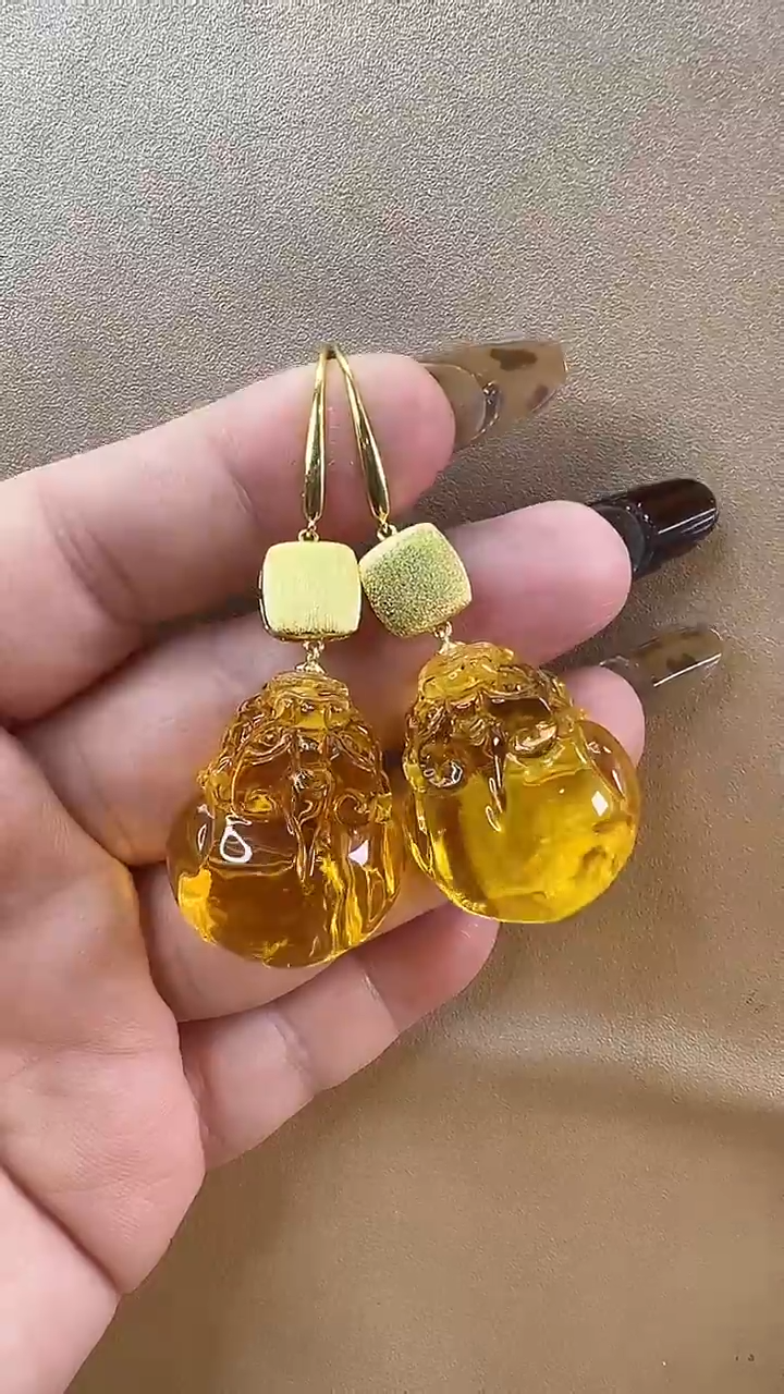【闪购商品】琥珀耳饰未镶嵌耳环