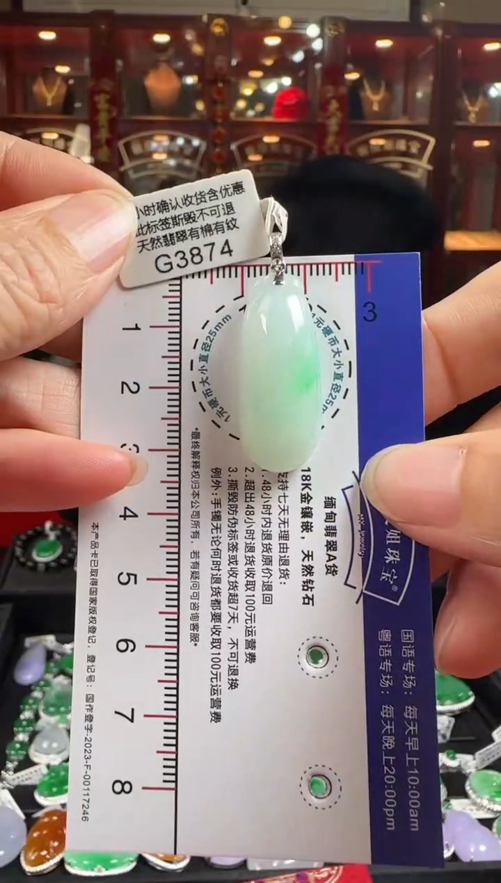 【闪购商品】翡翠颈饰18K金镶嵌G3874福瓜