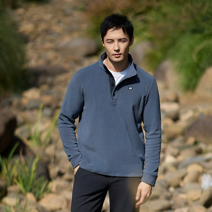 【保暖半拉抓绒】AIGLE艾高秋季户外保暖耐穿半开抓绒衣男士BE48