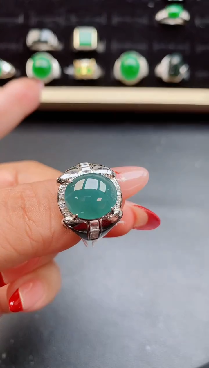 【闪购商品】翡翠戒指银S925镶嵌058005