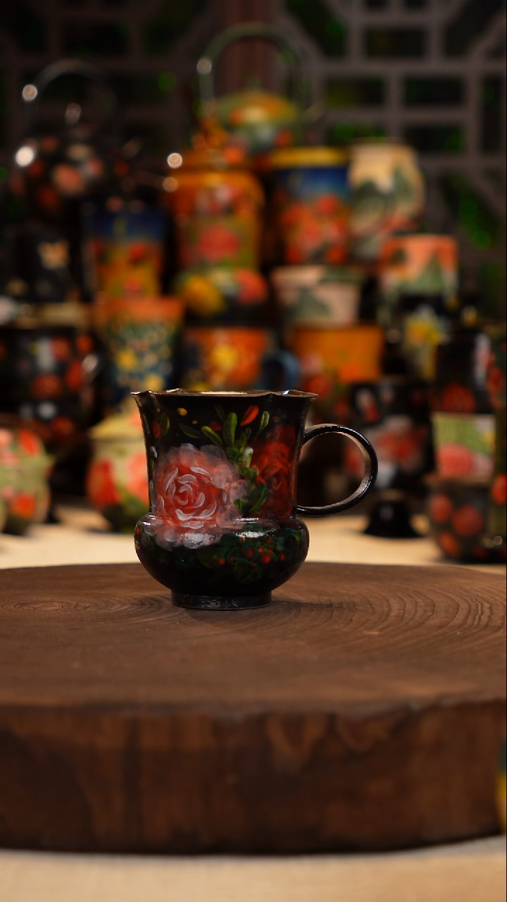 手绘   油画釉下彩   杯子