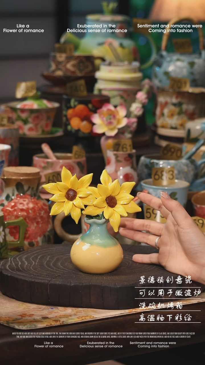 陶瓷一套景德镇高温釉下彩绘设计师款式