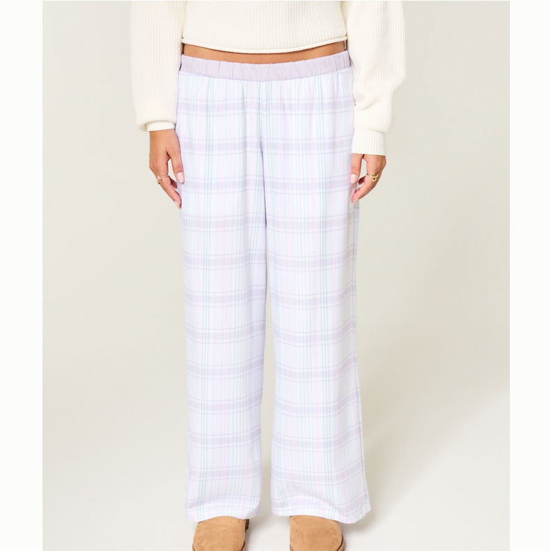 Hollister法兰绒撞色腰头格子外穿遛弯裤26春新款女装346-6071