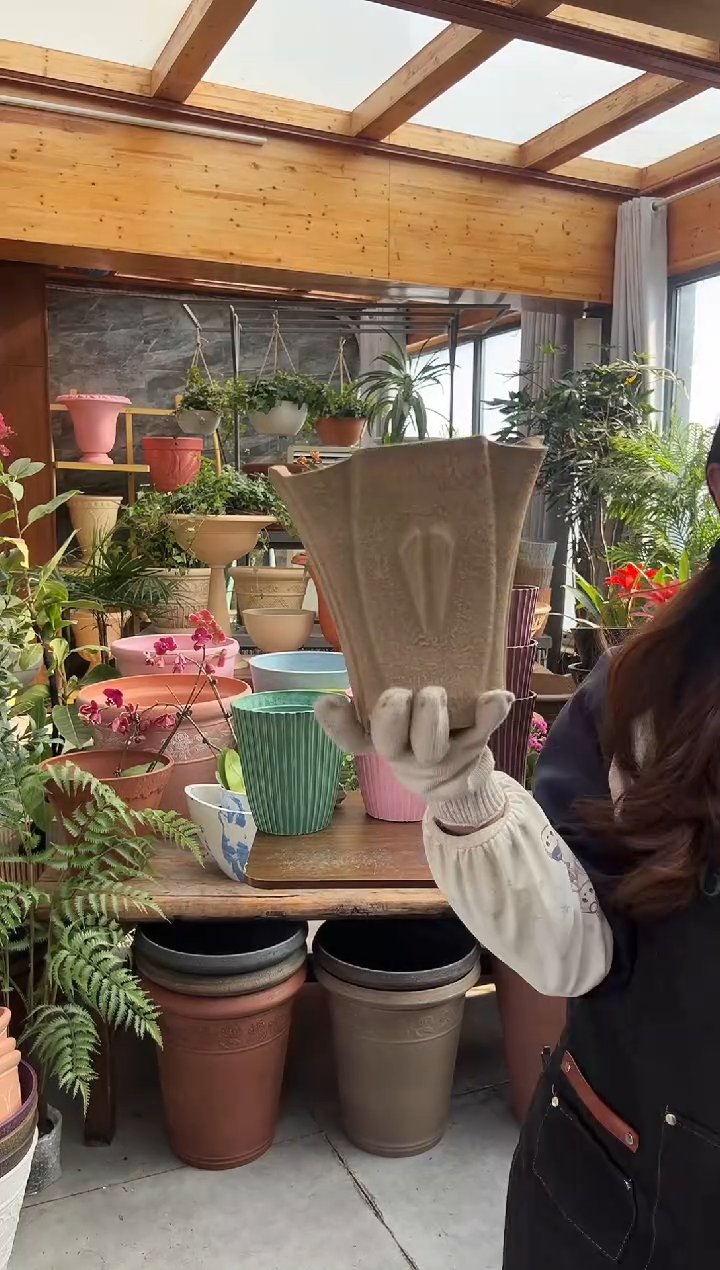 20*20*20/棕灰色外贸尾单方口强体花盆/Y17AF20