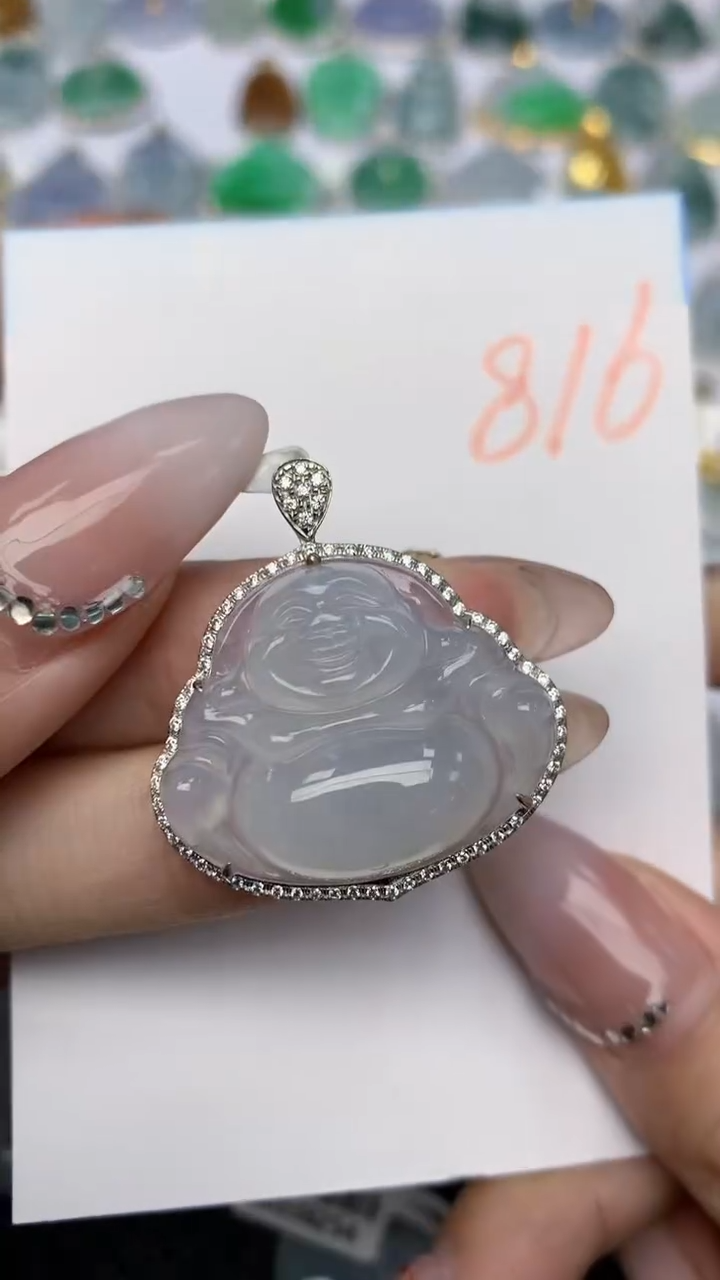 【闪购商品】翡翠颈饰18K金镶嵌天然翡翠a货