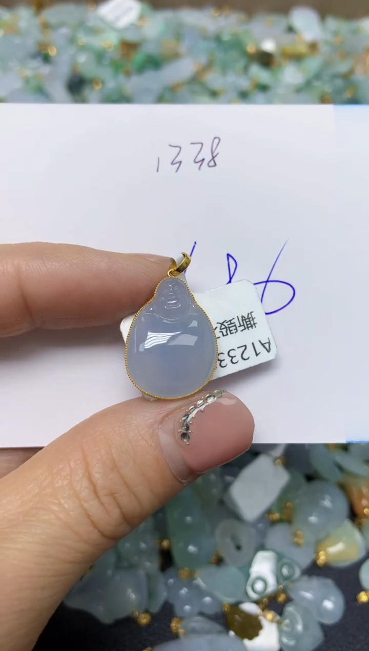【闪购商品】翡翠挂件18K金镶嵌 天然翡翠A货