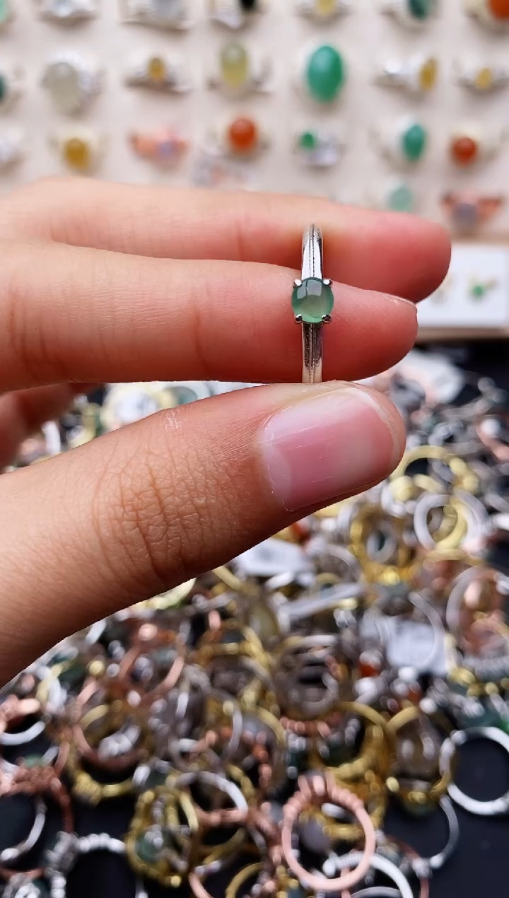 【闪购商品】翡翠戒指银S925镶嵌缅甸翡翠