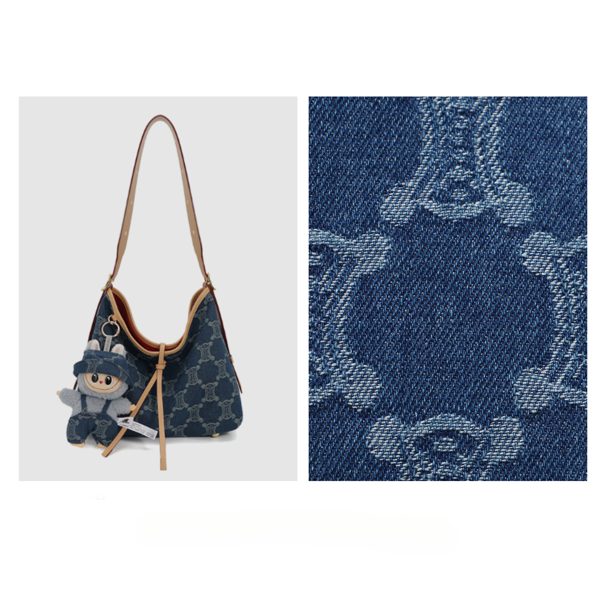 【高端定制】丹宁牛仔轻奢高级女士单肩手提托特包#9014牛仔蓝S